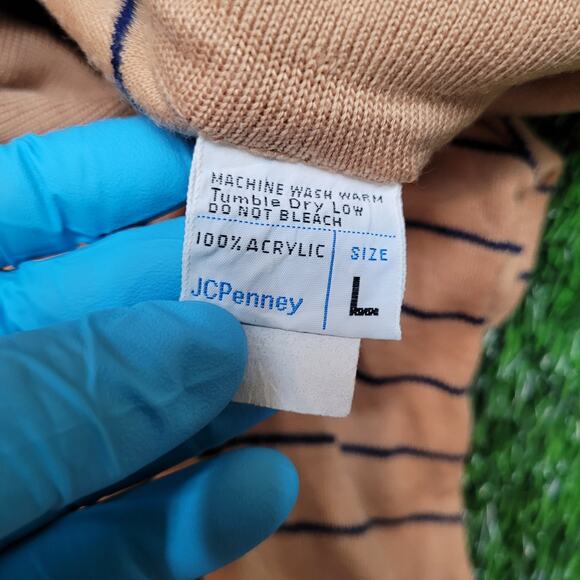 Vintage 70s JCPenney Striped Knit Polo Shirt Womens Medium Banded Hem Blouson - Picture 8 of 9